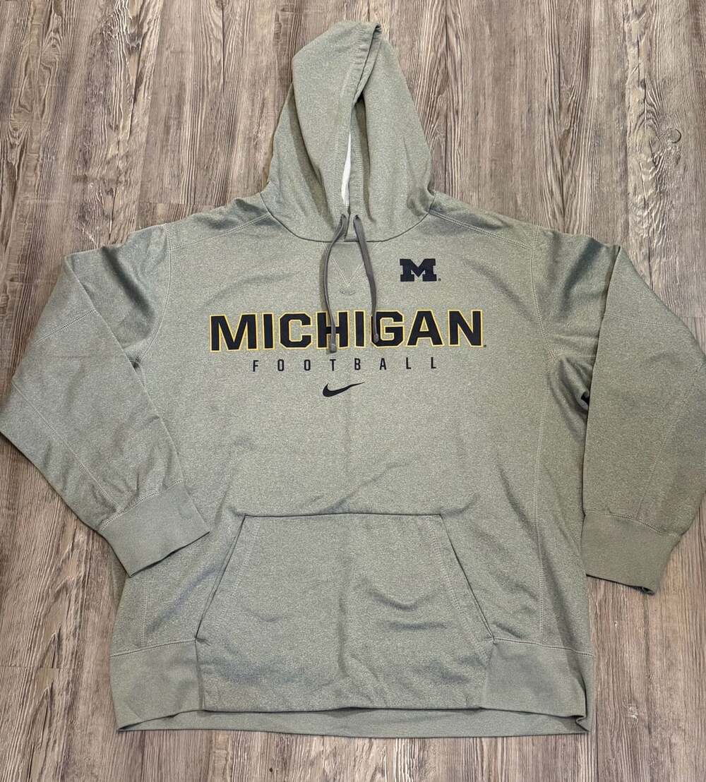 Nike Michigan Football Therma-Fit Hoodie Size XXL Gray